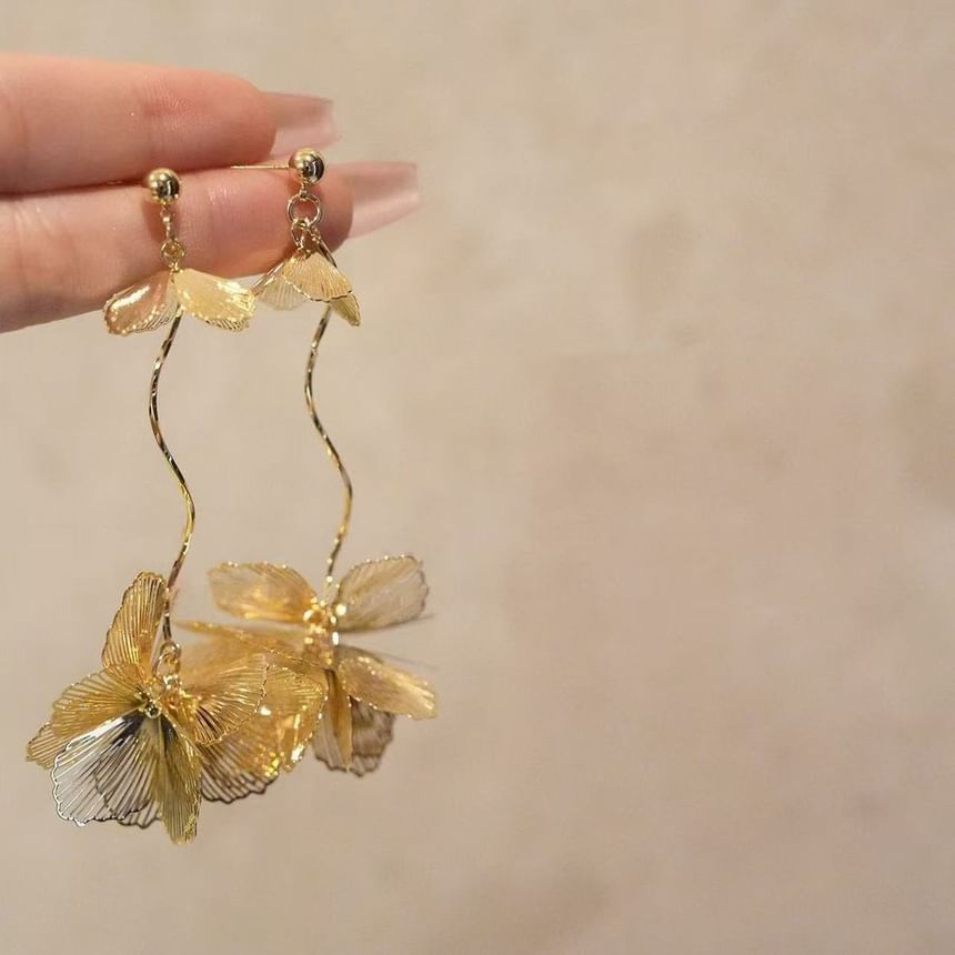 Dangle Earring Butterfly Petal Alloy