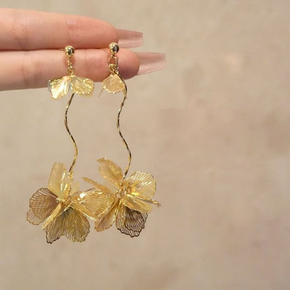 Dangle Earring Butterfly Petal Alloy