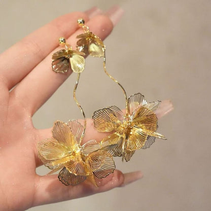 Dangle Earring Butterfly Petal Alloy