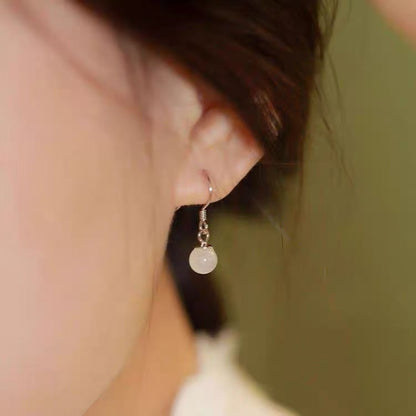 Bead Alloy Eye Cat Earring Dangle Faux Stone