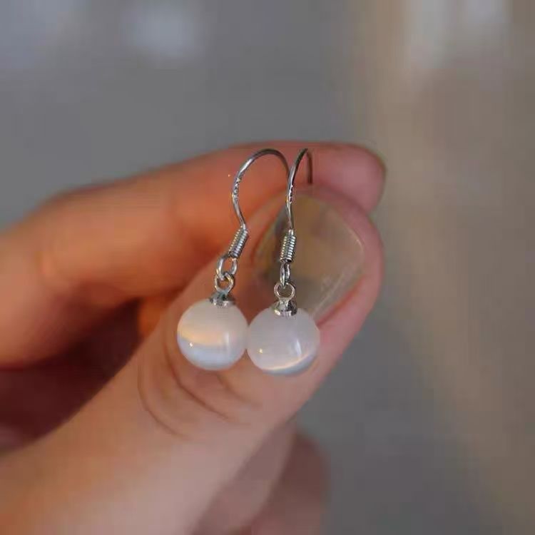 Bead Alloy Eye Cat Earring Dangle Faux Stone