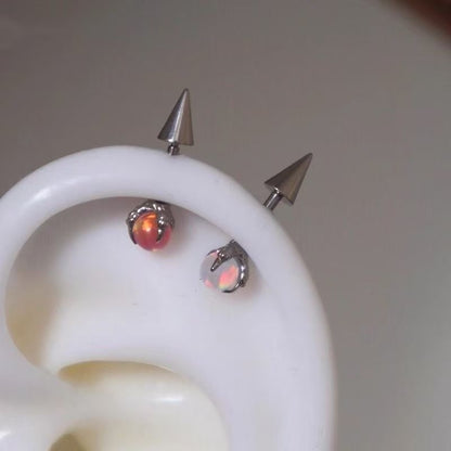 Faux Gemstone Earring Through Claw Alloy
