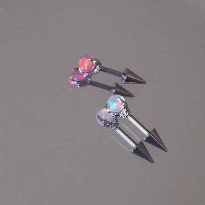 Faux Gemstone Earring Through Claw Alloy