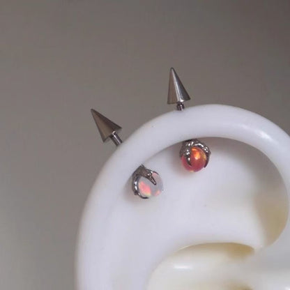 Faux Gemstone Earring Through Claw Alloy