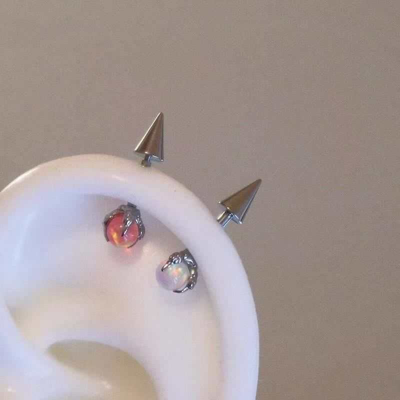 Faux Gemstone Earring Through Claw Alloy