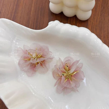 Alloy Drop Petal Organza Earring