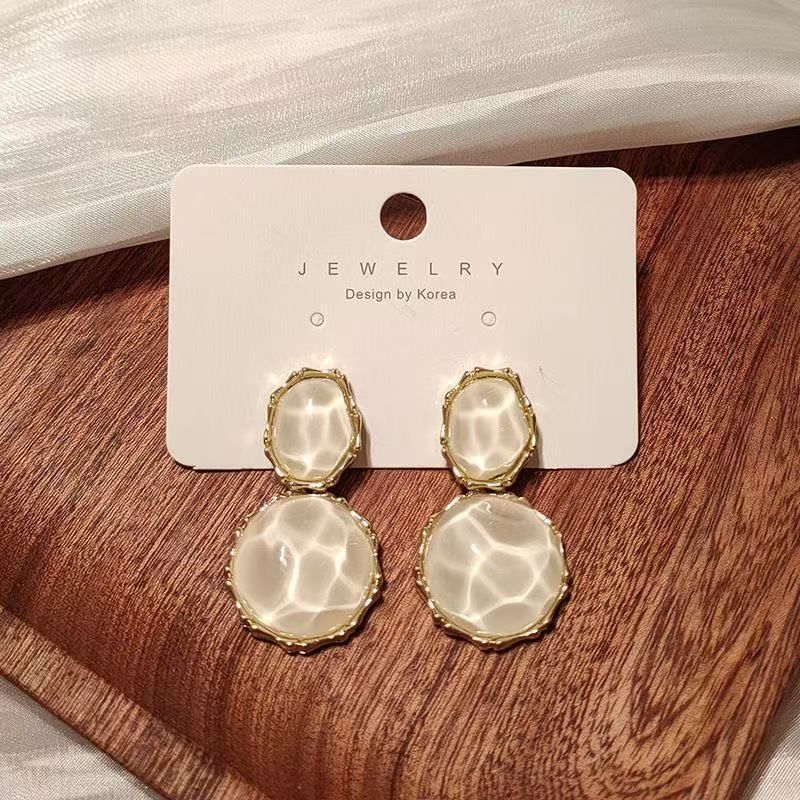 Earring Alloy Asymmetrical Drop Ripple
