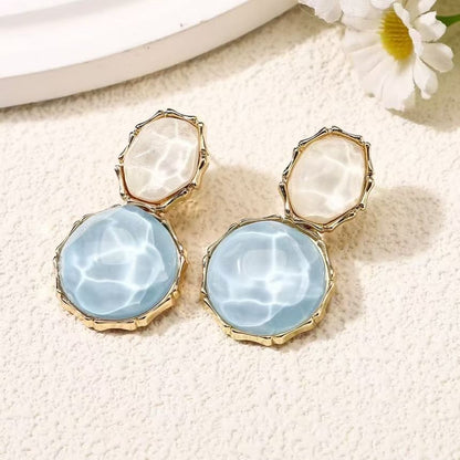 Earring Alloy Asymmetrical Drop Ripple