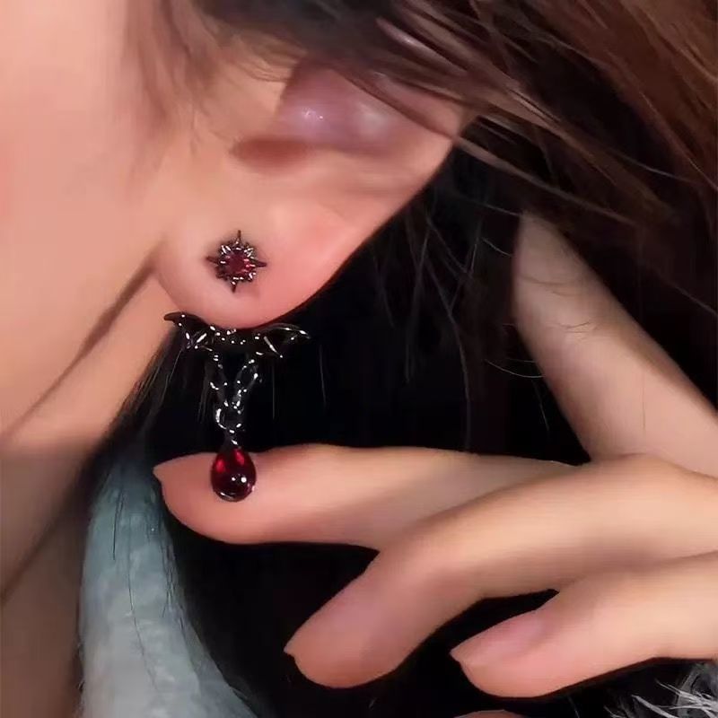 Earring Dangle Bat Rhinestone Alloy