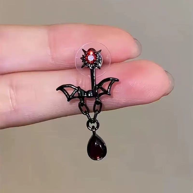Earring Dangle Bat Rhinestone Alloy