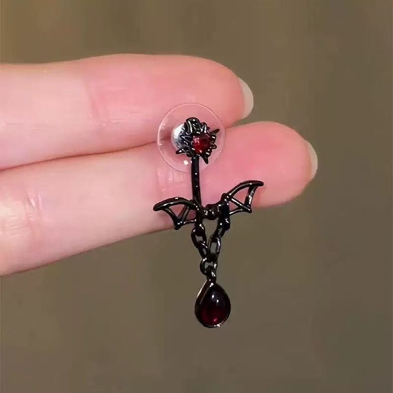 Earring Dangle Bat Rhinestone Alloy