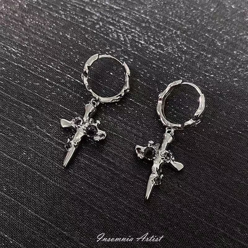 Drop Earring Alloy Cross