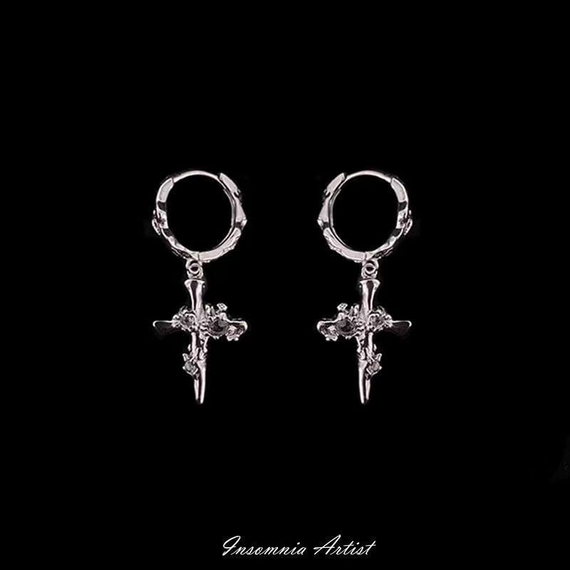 Drop Earring Alloy Cross