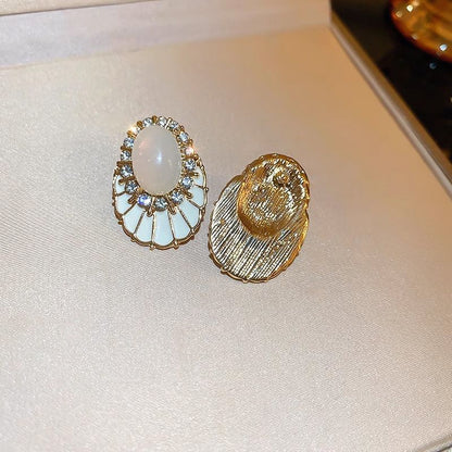 Statement Glaze Alloy Faux Earring Rhinestone Gemstone