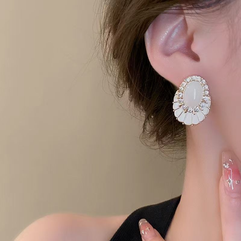 Statement Glaze Alloy Faux Earring Rhinestone Gemstone