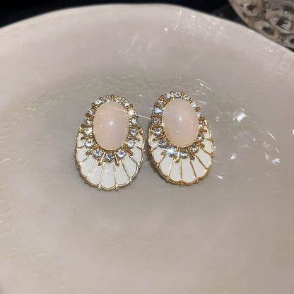 Statement Glaze Alloy Faux Earring Rhinestone Gemstone