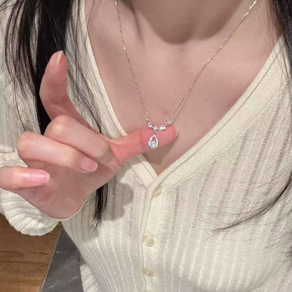 Necklace Droplet Rhinestone Pendant Alloy