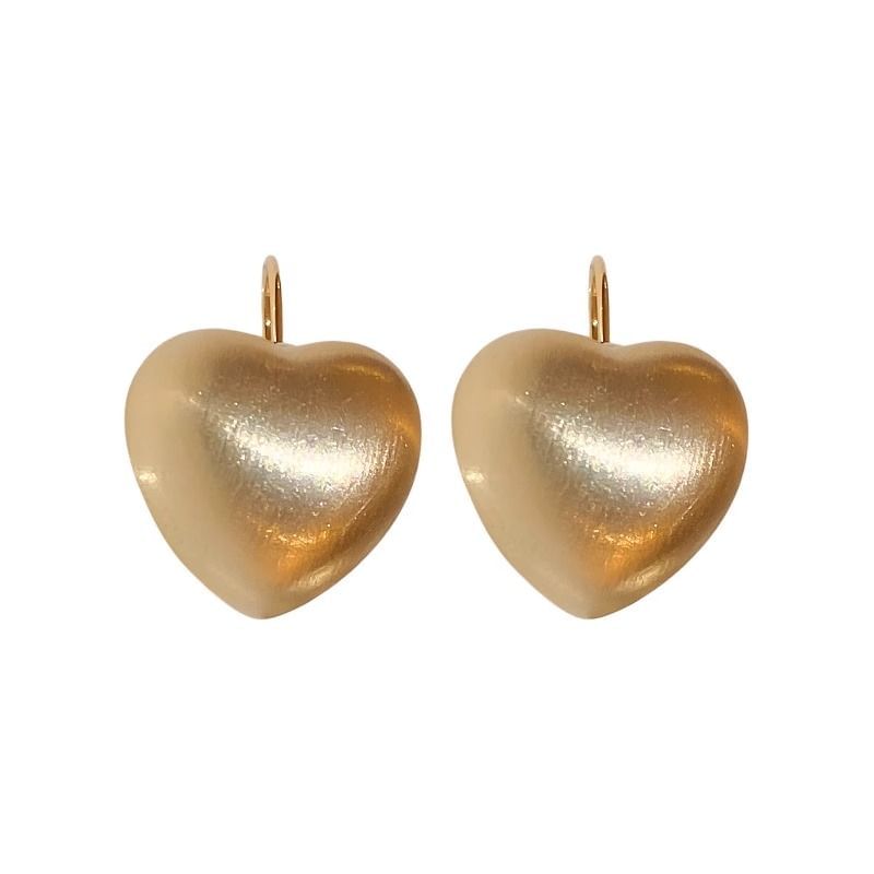Brushed Earring Alloy Heart Drop