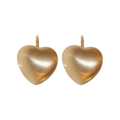 Brushed Earring Alloy Heart Drop