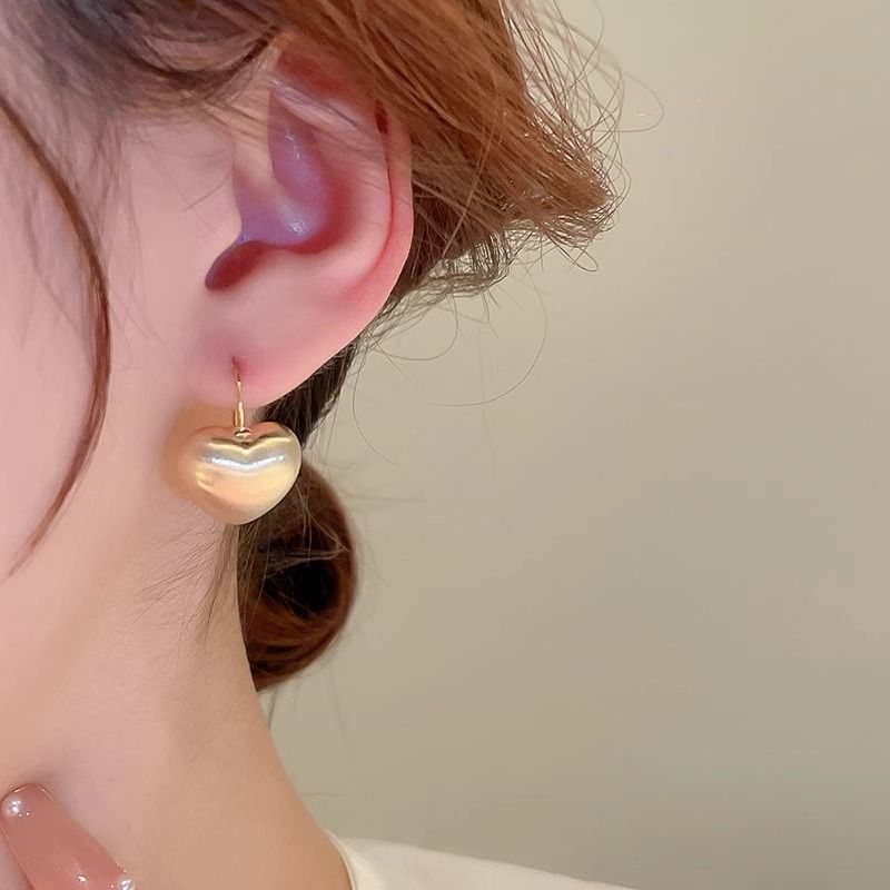 Brushed Earring Alloy Heart Drop