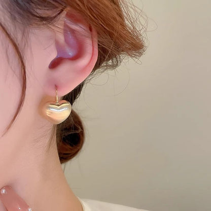 Brushed Earring Alloy Heart Drop