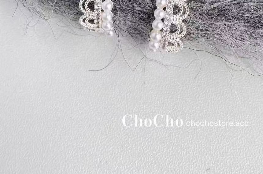 Faux Pearl Earring Lace Huggie Alloy