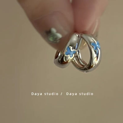 Earring Alloy Huggie Glaze Butterfly