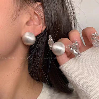 Earring Bead Brushed Alloy Stud