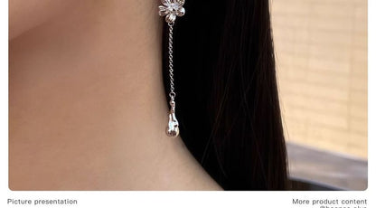 Alloy Floral Asymmetrical Earring Dangle