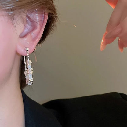 Hoop Alloy Pearl Faux Dangle Chain Earring