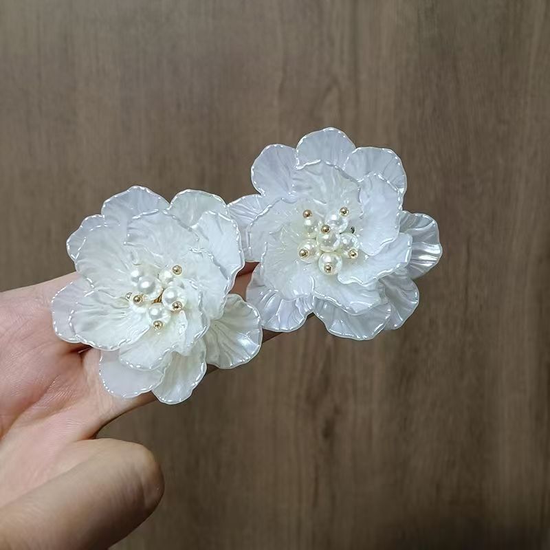 Earring Statement Floral Faux Alloy Pearl