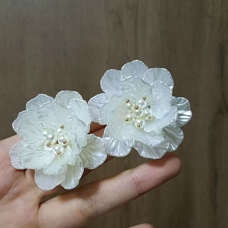 Earring Statement Floral Faux Alloy Pearl