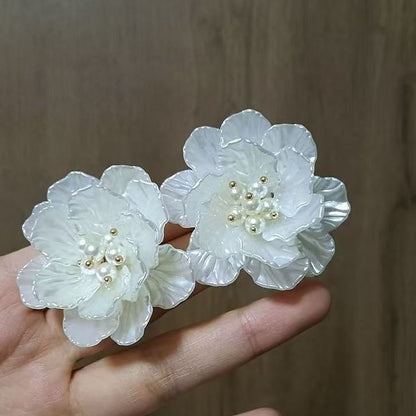 Earring Statement Floral Faux Alloy Pearl