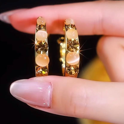 Gemstone Faux Rhinestone Alloy Earring Hoop