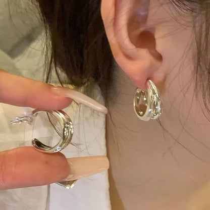 Hoop Textured Earring Alloy Open