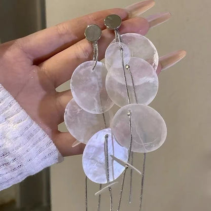 Shell Statement Disc Earring Alloy