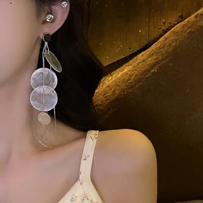 Shell Statement Disc Earring Alloy