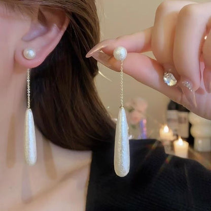Droplet Earring Alloy Dangle Faux Pearl