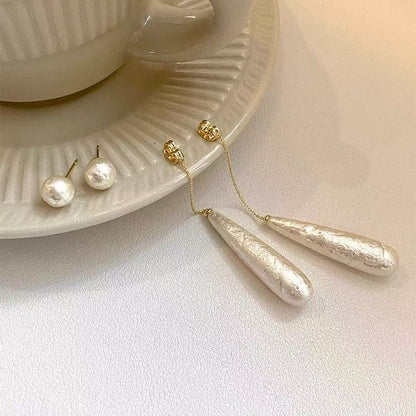 Droplet Earring Alloy Dangle Faux Pearl