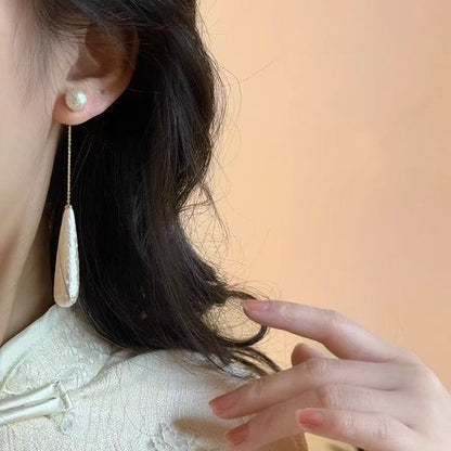 Droplet Earring Alloy Dangle Faux Pearl