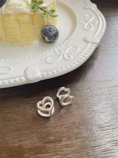 Sterling Heart Ear Stud Leverback Silver