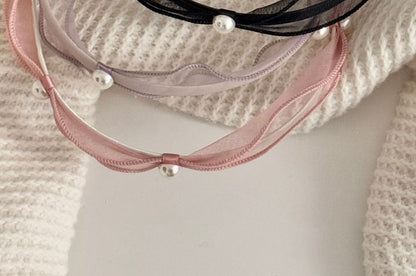 Mesh Pearl Faux Headband