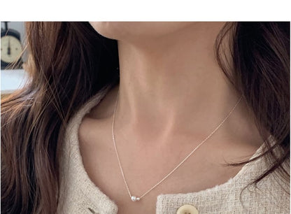 Silver Sterling Beaded Necklace Faux Pearl