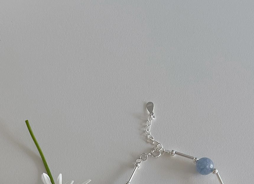 Sterling Beaded Bracelet Silver Gemstone