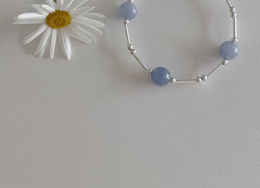 Sterling Beaded Bracelet Silver Gemstone
