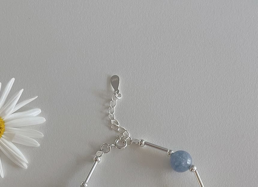 Sterling Beaded Bracelet Silver Gemstone