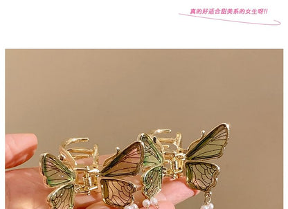 Pearl Butterfly Hair Faux Fringed Claw