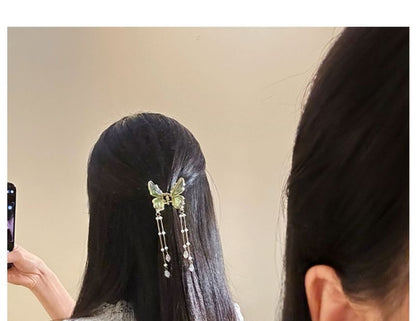 Pearl Butterfly Hair Faux Fringed Claw