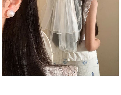 Mesh Bow Veil Hair Clip