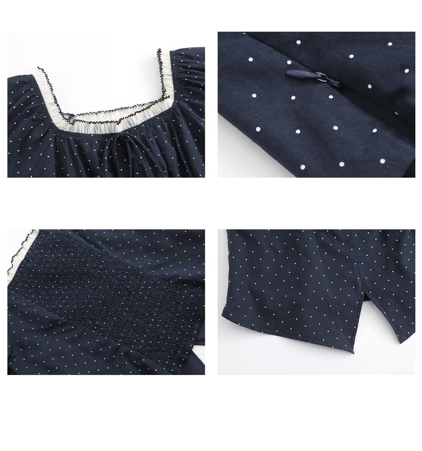 Plus Size Short-Sleeve Off Shoulder Dotted Ruffle Trim Top